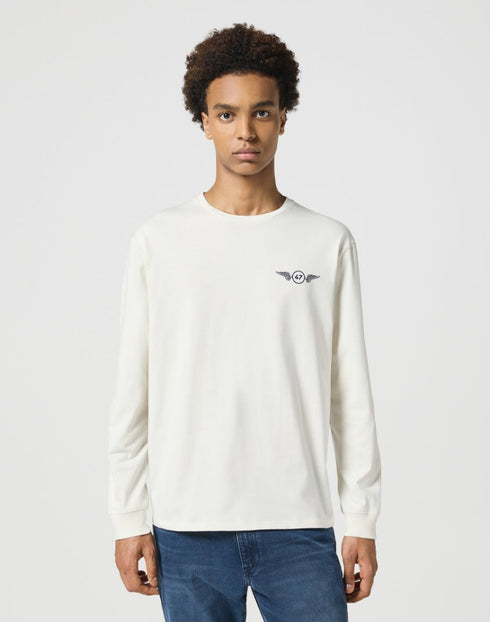 Wrangler Men's Long Sleeve Graphic T-Shirt In Vintage White